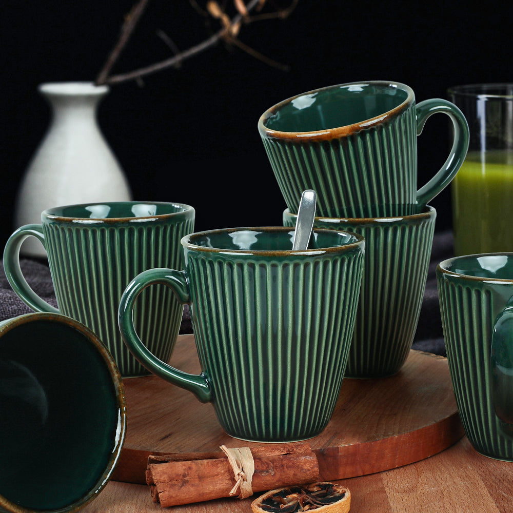 Emerald Green Coffee Cup Mug set 6-Pieces