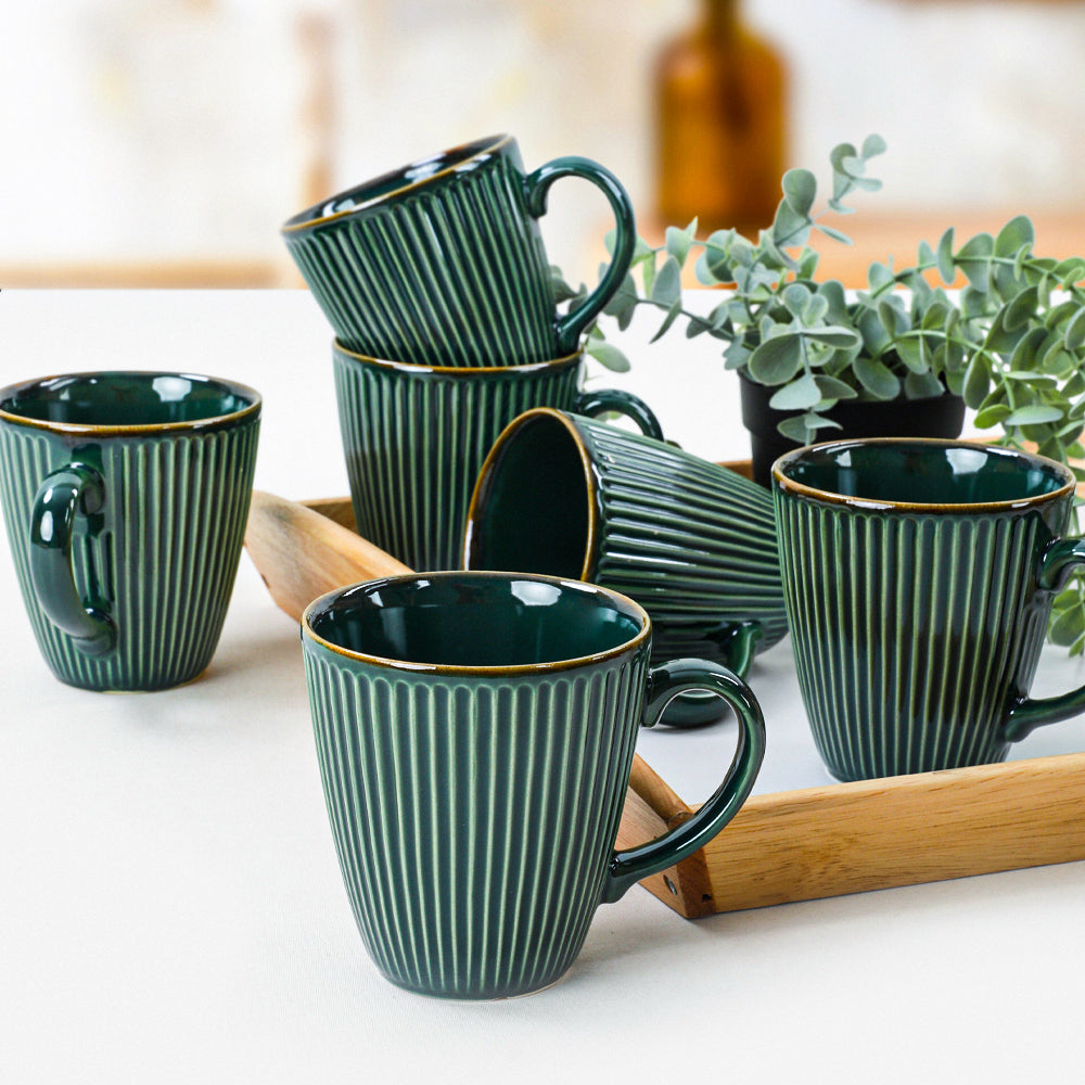 Emerald Green Coffee Cup Mug set 6-Pieces