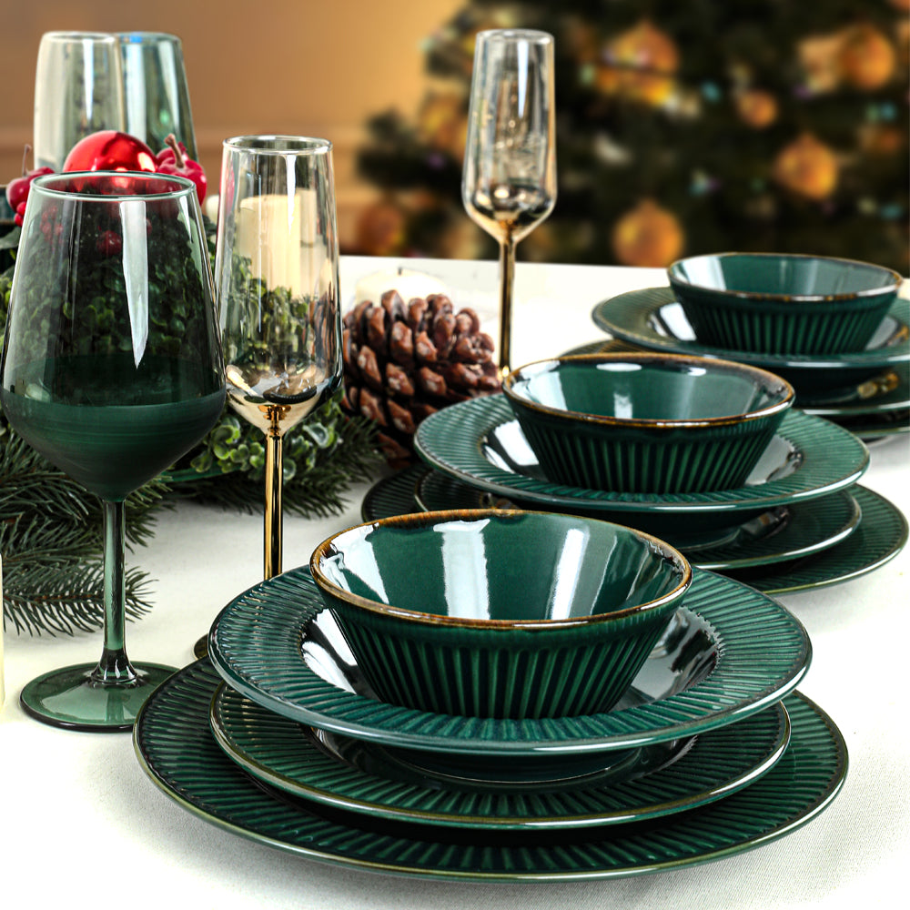 Emerald Green Line Dinner set 24 Pieces 6 Persons