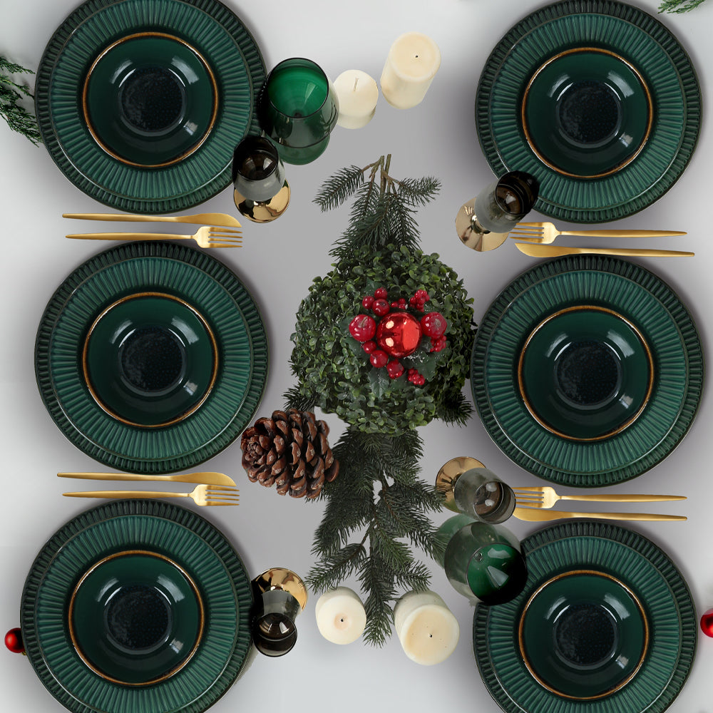 Emerald Green Line Dinner set 24 Pieces 6 Persons