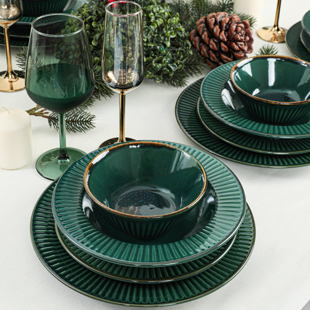 Emerald Green Line Dinner set 24 Pieces 6 Persons