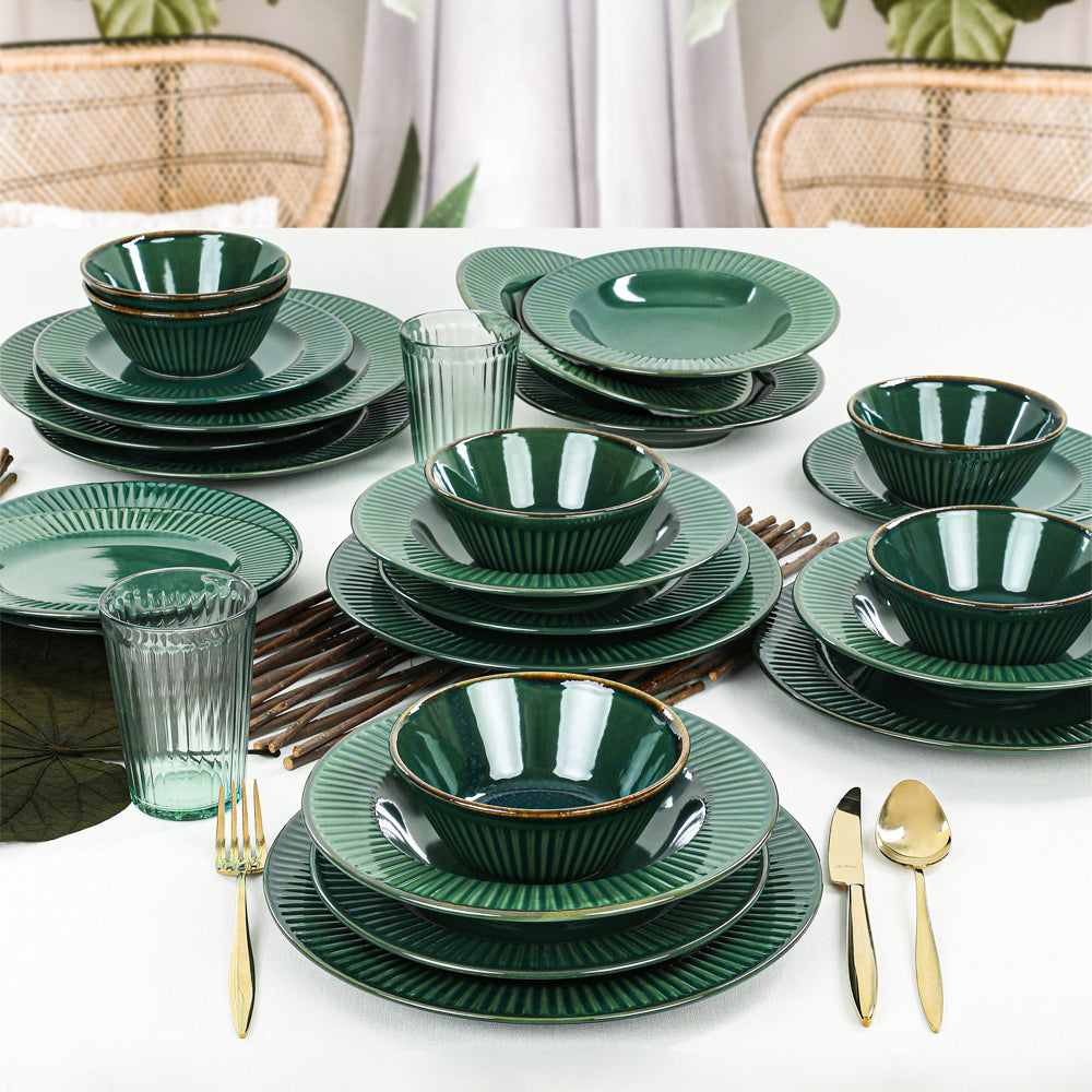 Emerald Green Line Dinner set 24 Pieces 6 Persons