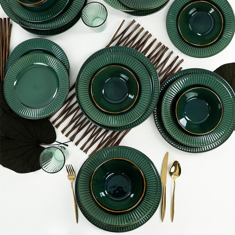 Emerald Green Line Dinner set 24 Pieces 6 Persons