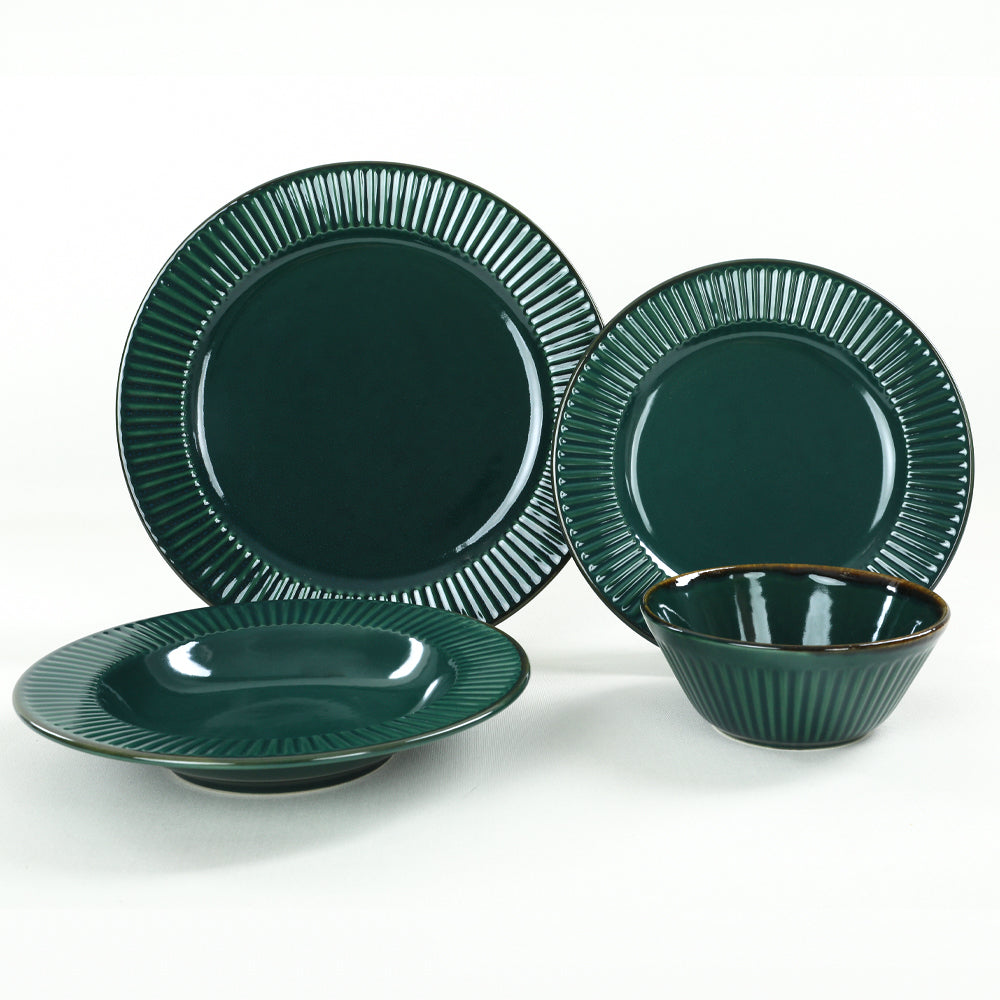 Emerald Green Line Dinner set 24 Pieces 6 Persons