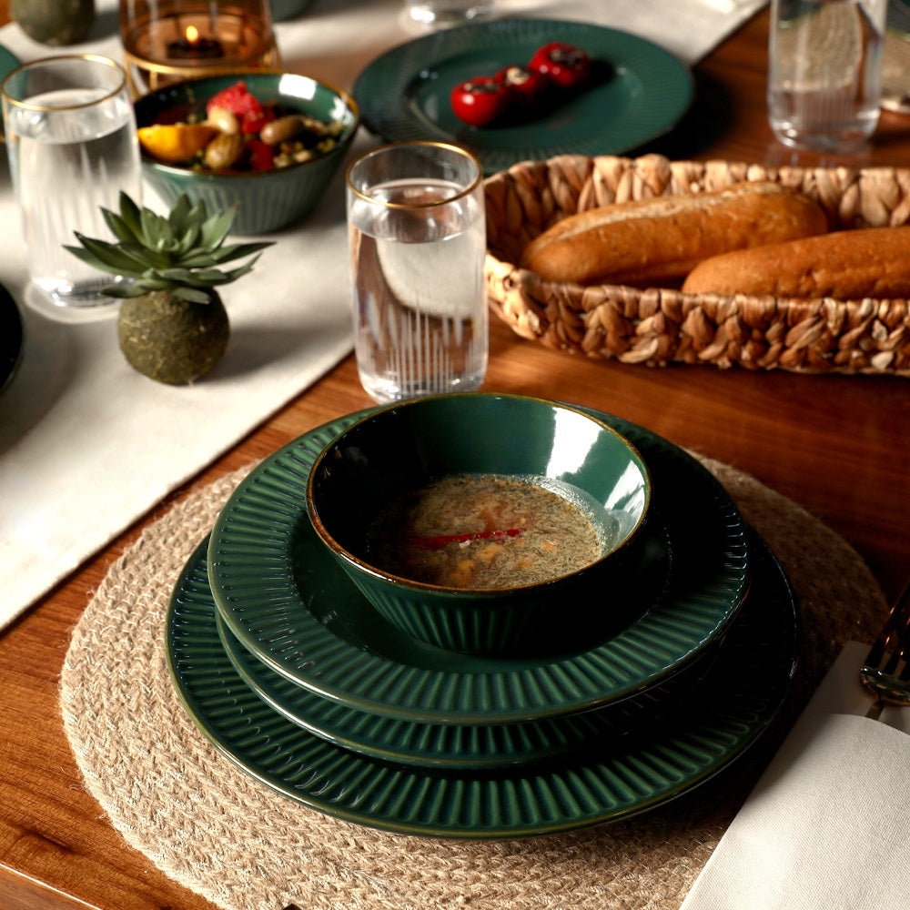 Emerald Green Line Dinner set 24 Pieces 6 Persons