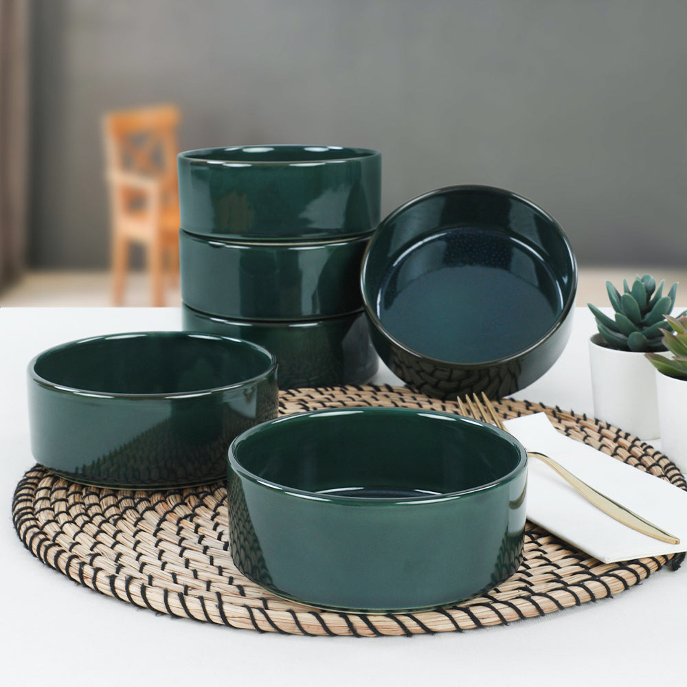 Emerald Green Stackable Soup bowl 14 Cm 6 Pieces