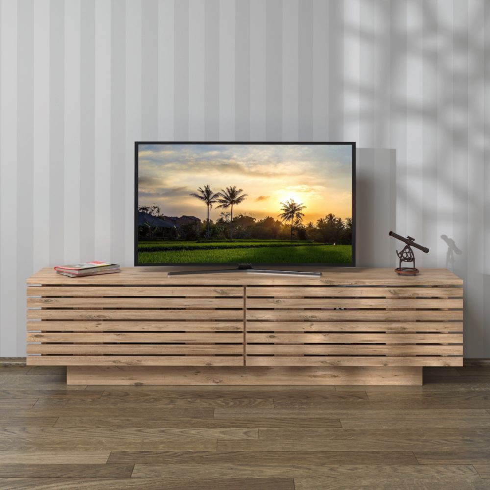 TV-meubel 144 cm Staand - Eiken - Wandpaneelstijl | Valii
