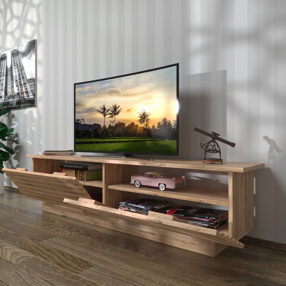 TV stand 144 cm Standing - Oak - Wall panel style | Valii
