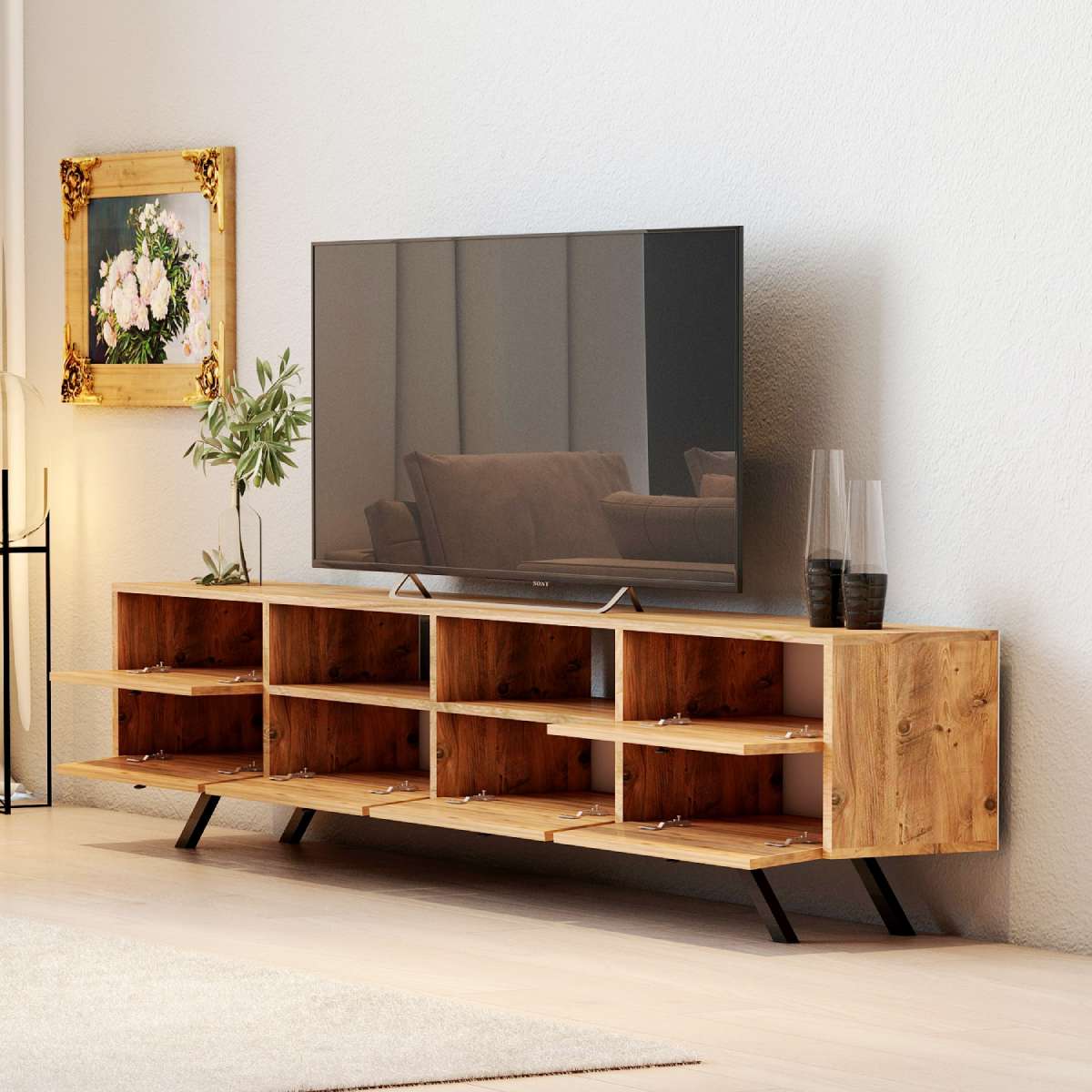 TV-meubel 180 cm Staand - Eiken 6 deuren | Boni