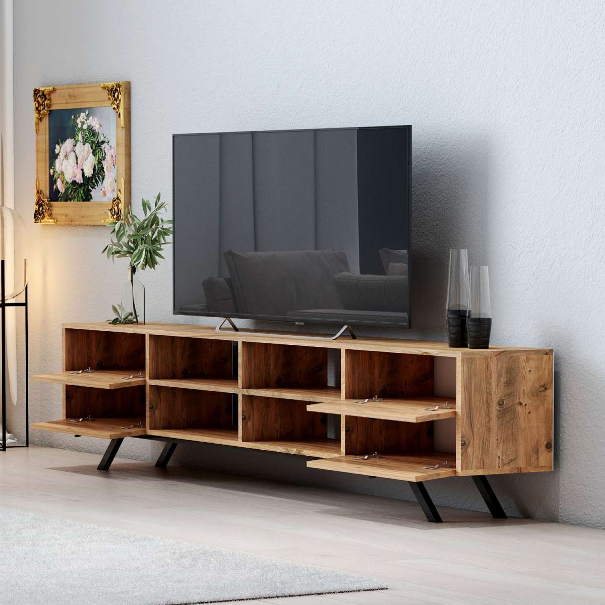 TV-meubel 180 cm Staand - Eiken 4 deuren | Boni