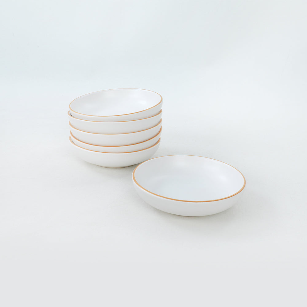 Gold Line White Tapas/Snack/Sauce plate 13 Cm 6 Pieces