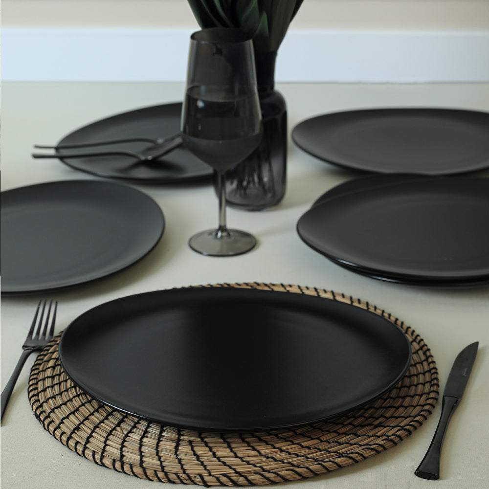 Matte Black Stella Serving Plate 32 cm 6 Pieces