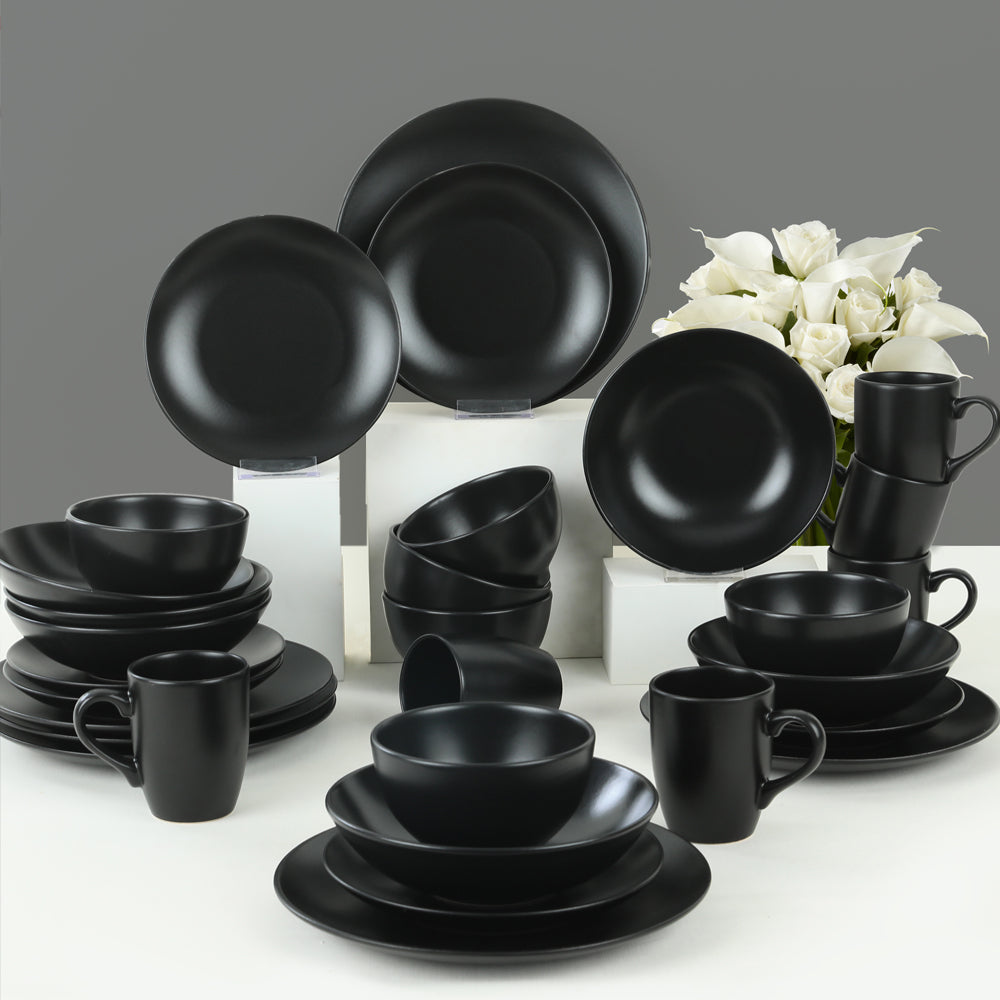 Alpha Matte Black Dinner set 30 Pieces 6 Persons