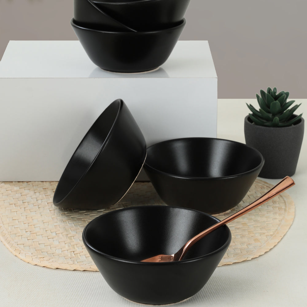 Matte Black Hitit Soup bowl 14 Cm 6 Pieces