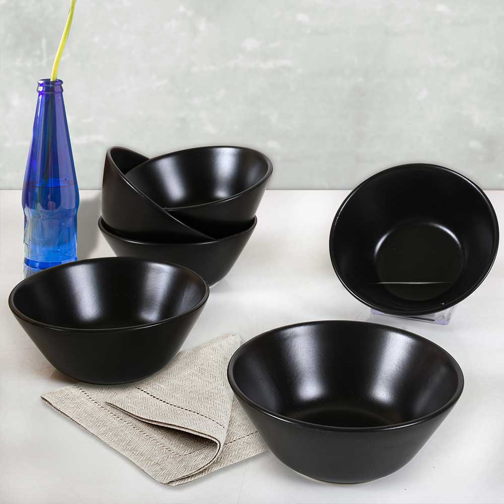 Matte Black Hitit Soup bowl 14 Cm 6 Pieces