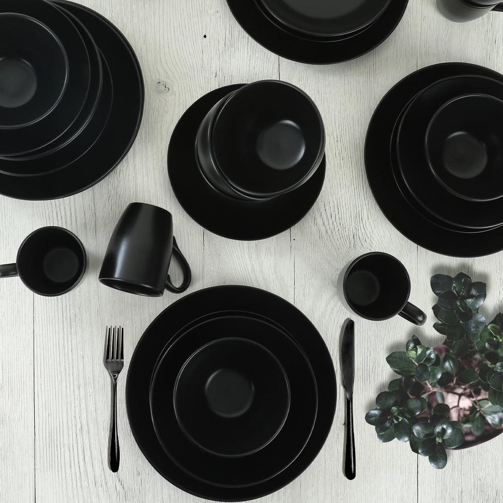 Alpha Matte Black Dinner set 30 Pieces 6 Persons