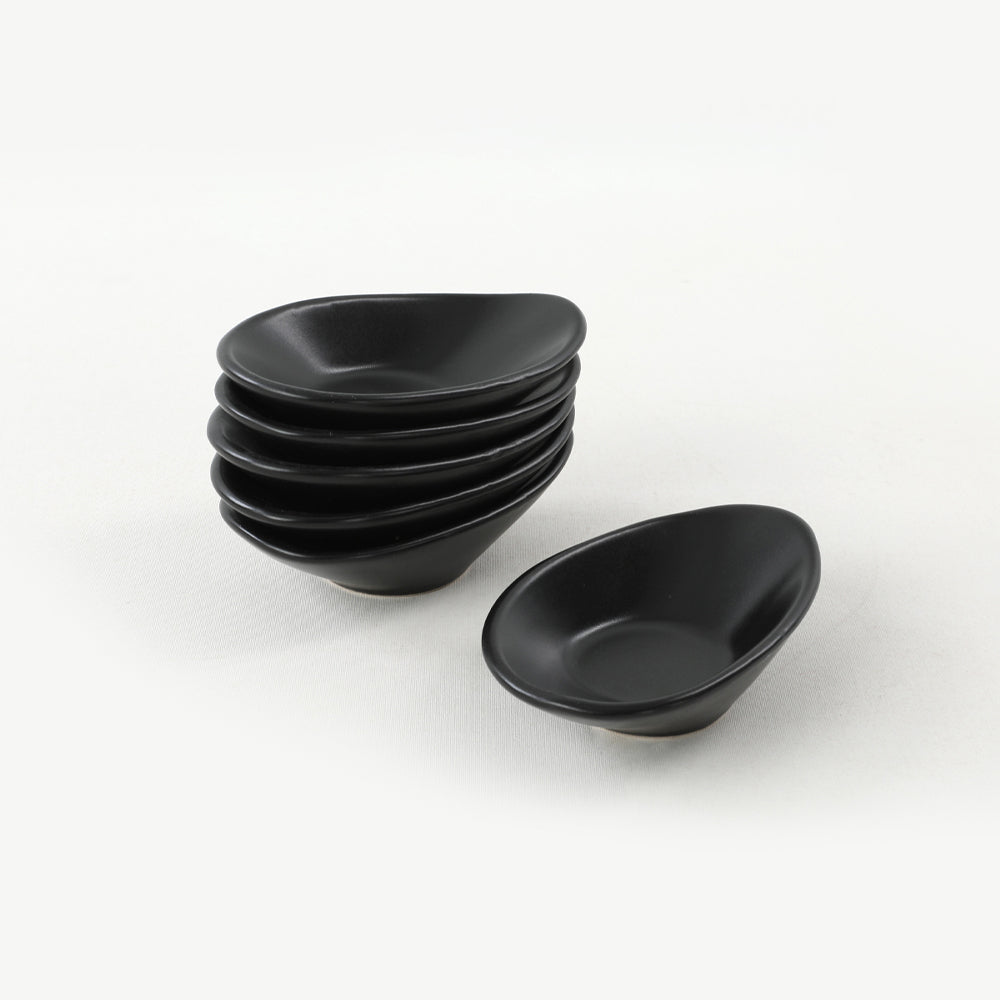 Matte Black Wave Tapas/Snack/Sauce plate 12 Cm 6 Pieces