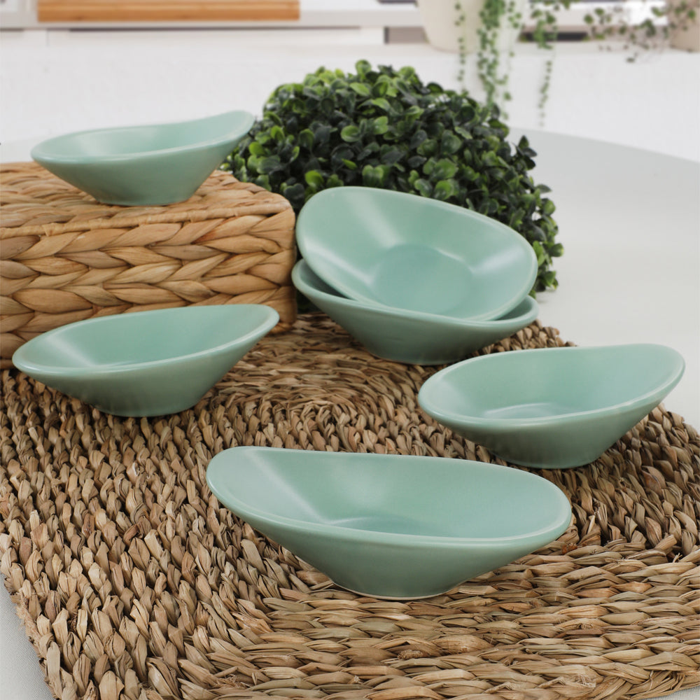 Matte Green Wave Tapas/Snack/Sauce plate 12 Cm 6 Pieces