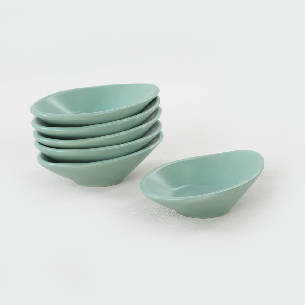 Matte Green Wave Tapas/Snack/Sauce plate 12 Cm 6 Pieces