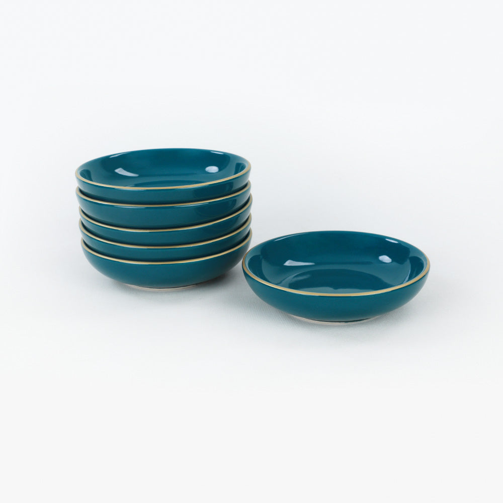 Petrol Blue Tapas/Snack/Sauce plate 13 Cm 6 Pieces