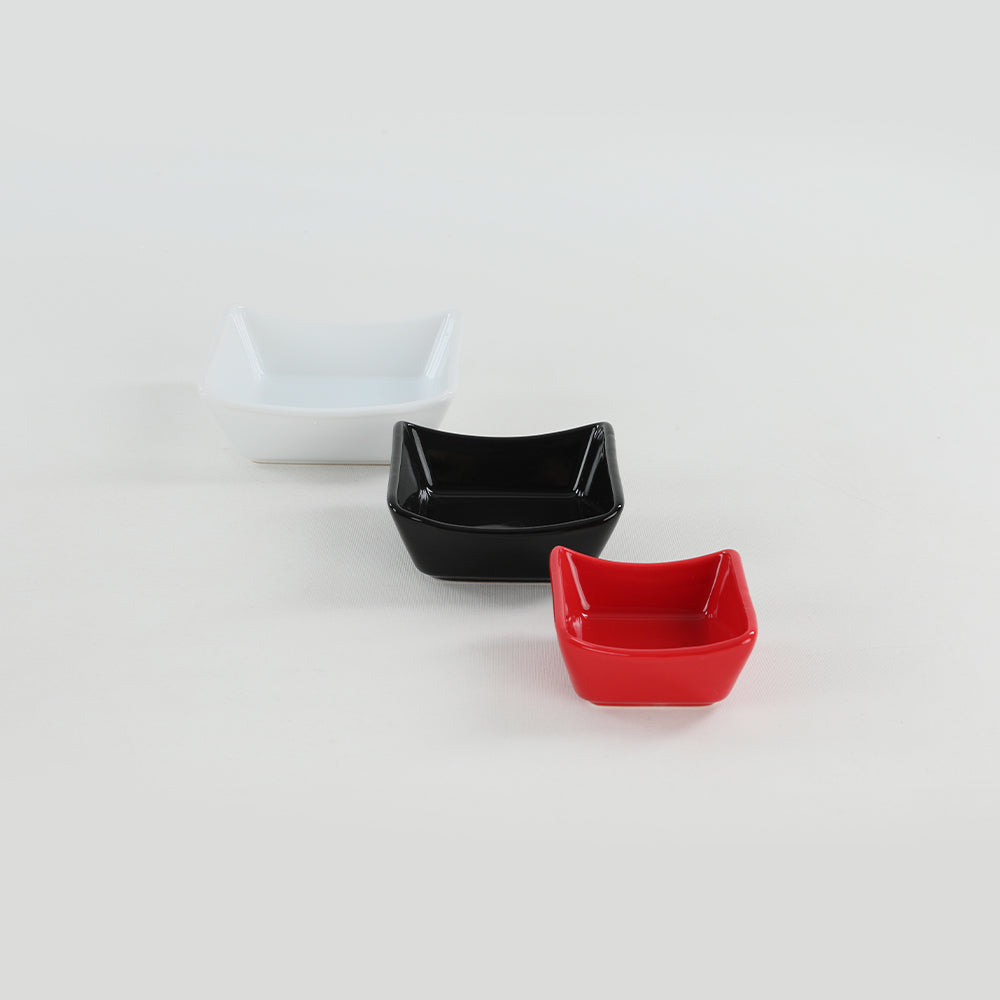 Black White Red Snack and dip bowls set 6-pieces 8/10/12 Cm