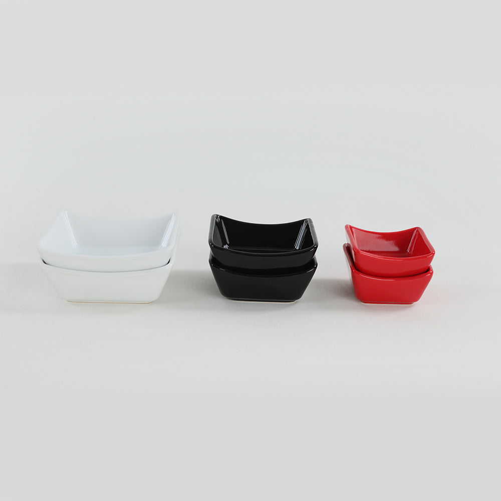 Black White Red Snack and dip bowls set 6-pieces 8/10/12 Cm