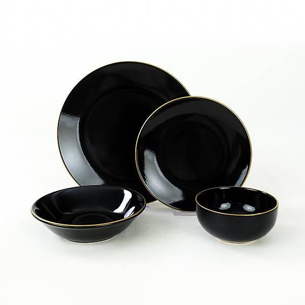 Aegea Black Gold Dinnerware Set - 24-pieces - 6 Persons