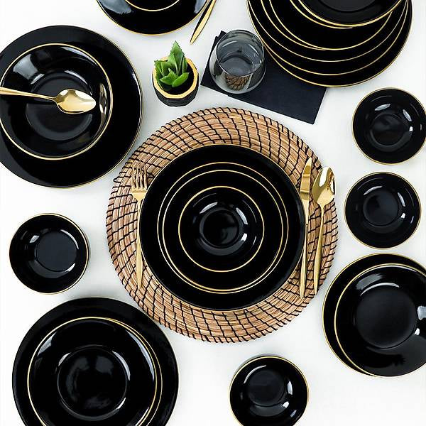 Aegea Black Gold Dinnerware Set - 24-pieces - 6 Persons