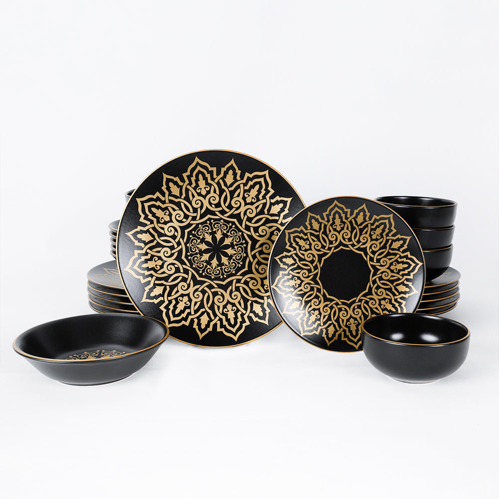 Topkapi Matte Black Dinner set 24 Pieces 6 Persons