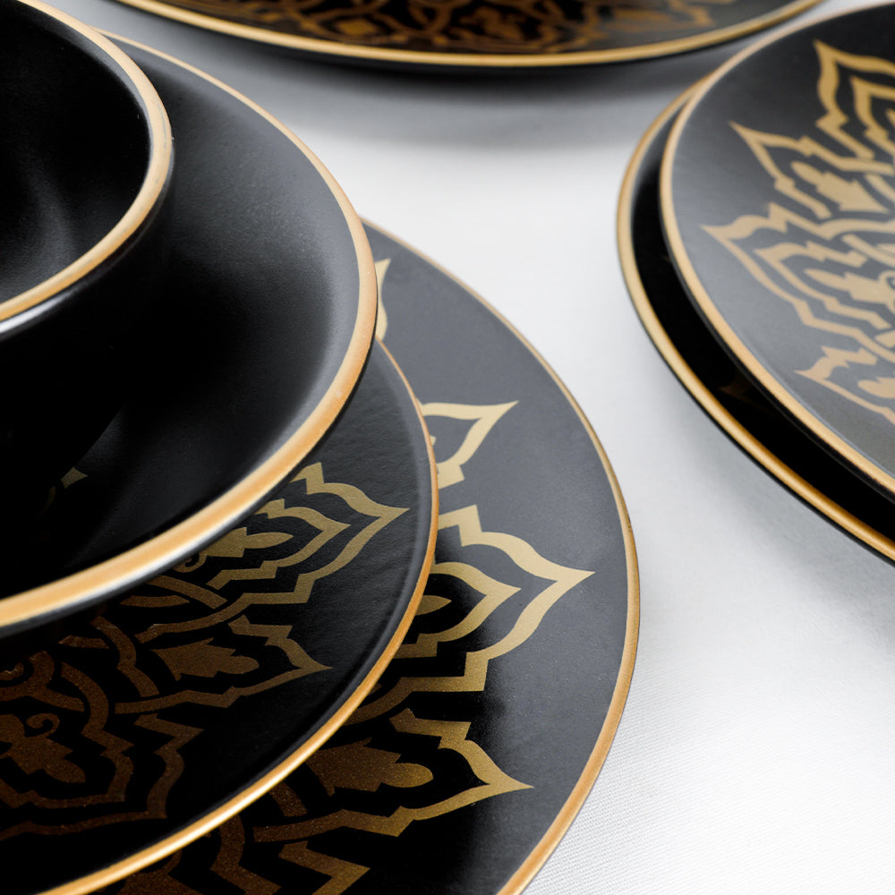 Topkapi Matte Black Dinner set 24 Pieces 6 Persons