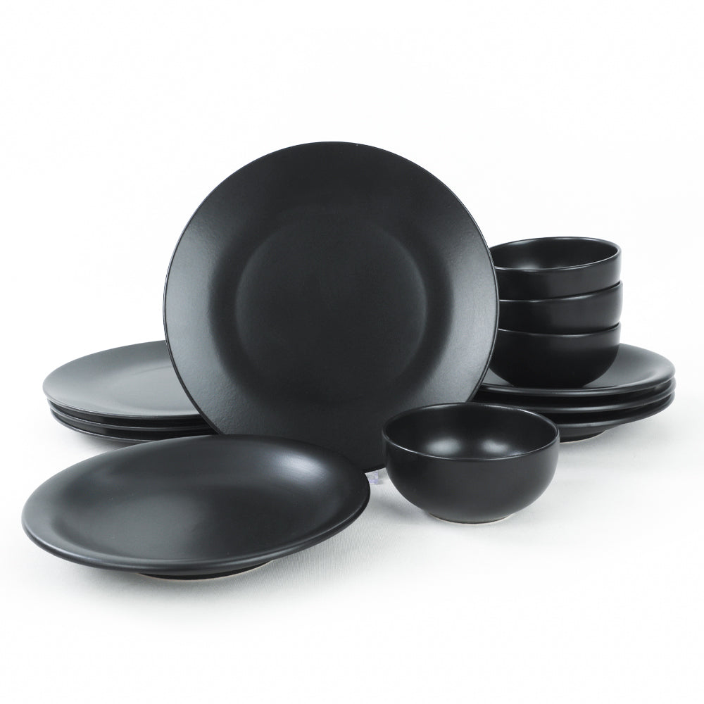 Degrade Matte Black Dinner set 4 Persons 12 Pieces