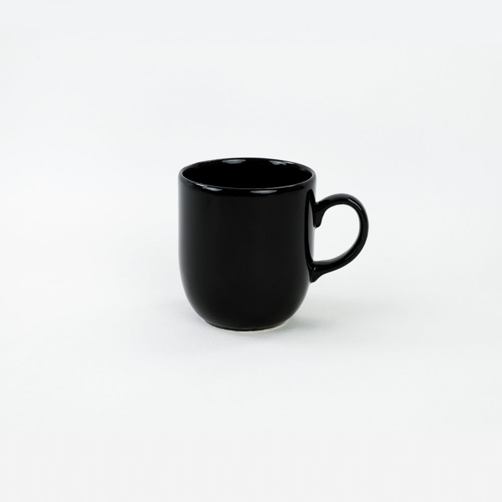 Black Glossy Mugs / Coffee cups set 10 cm 6 pieces