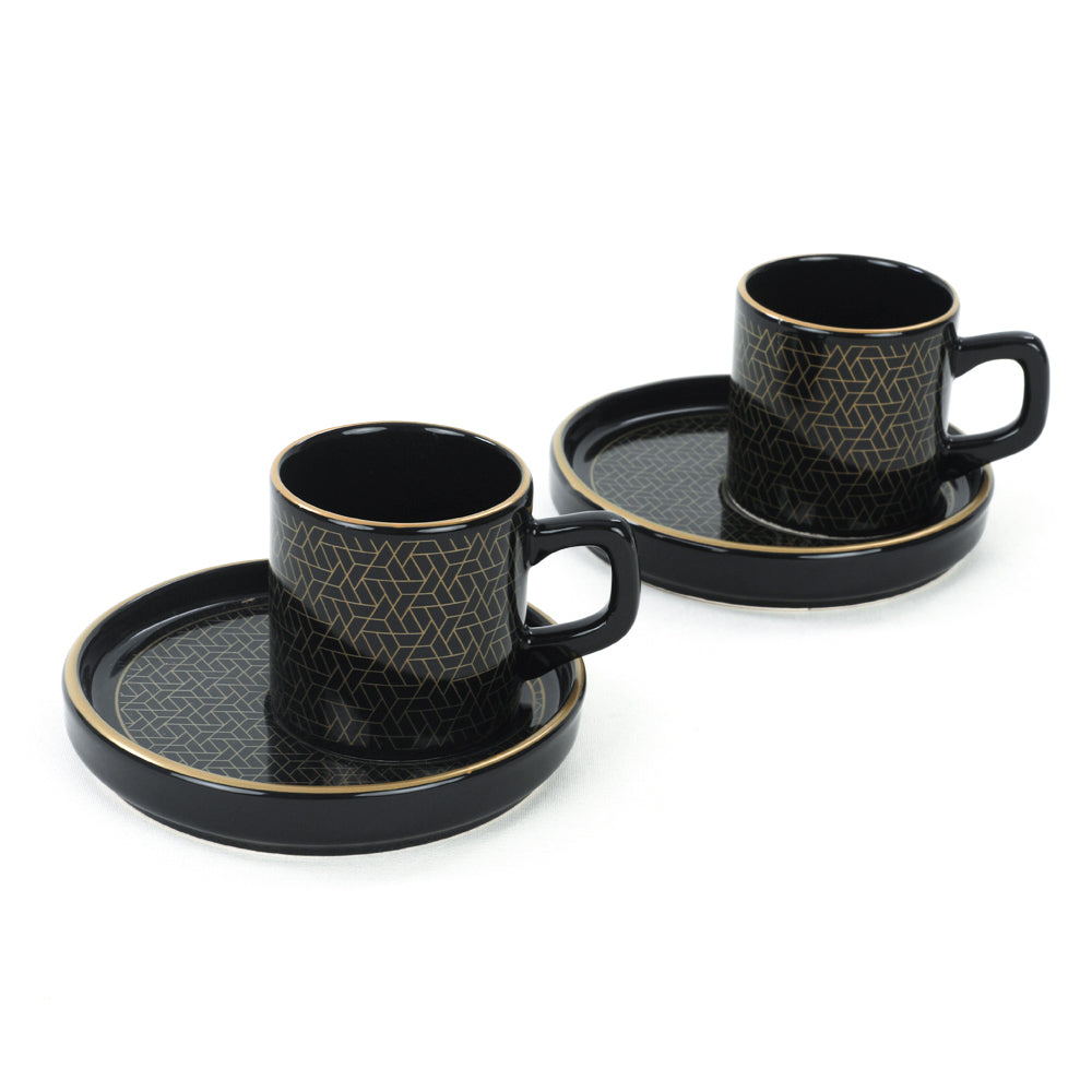 Black Gold Turkish Coffee Cups Set 4 Pieces 2 Persons