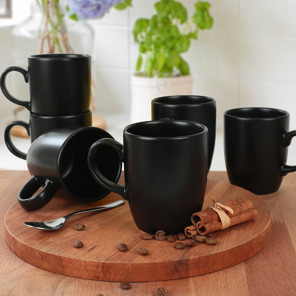 Matte Black Mugs / Coffee cups set 9 cm 6 pieces