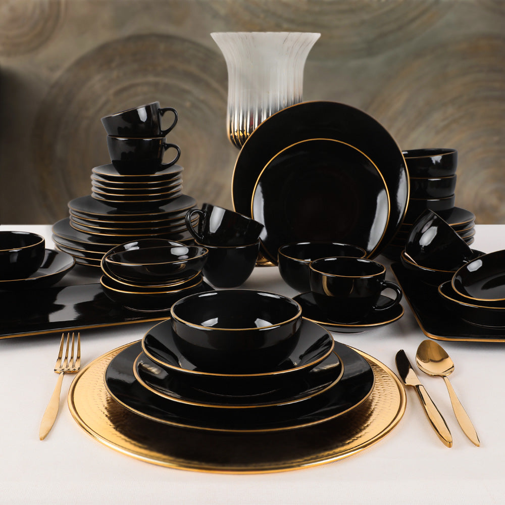 Aegea Gold Black Dinner Set 44 Pieces 6 Persons