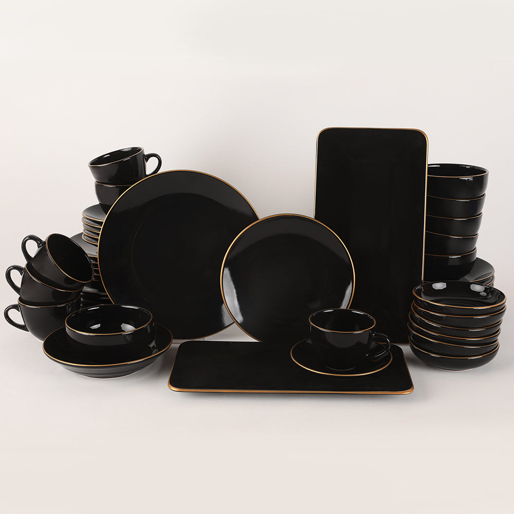 Aegea Gold Black Dinner Set 44 Pieces 6 Persons