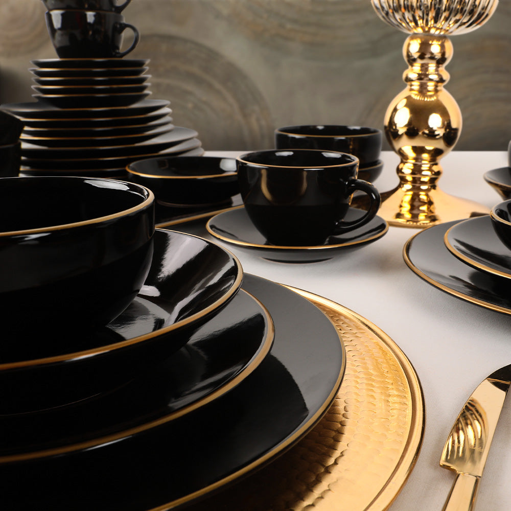 Aegea Gold Black Dinner Set 44 Pieces 6 Persons