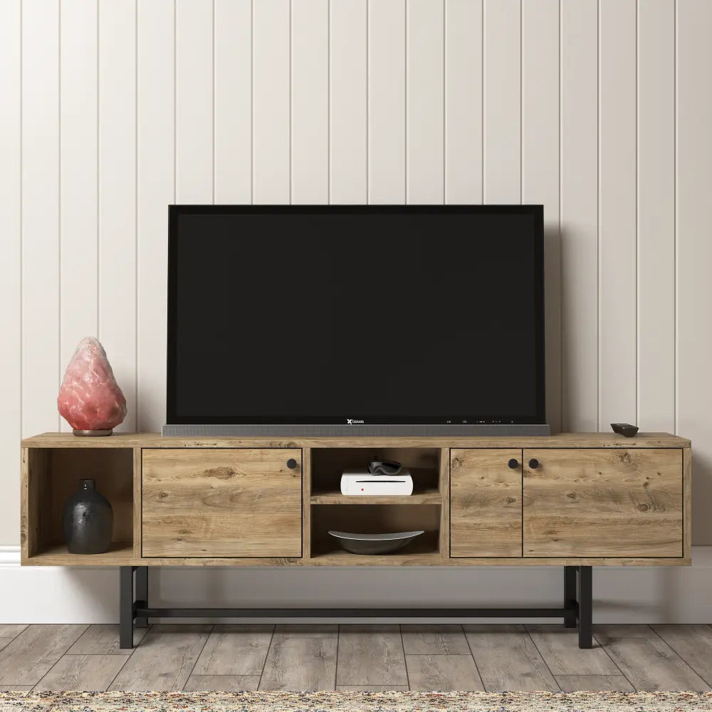 TV Stand 150 cm Standing - with metal legs Oak - Industrial | Nausta