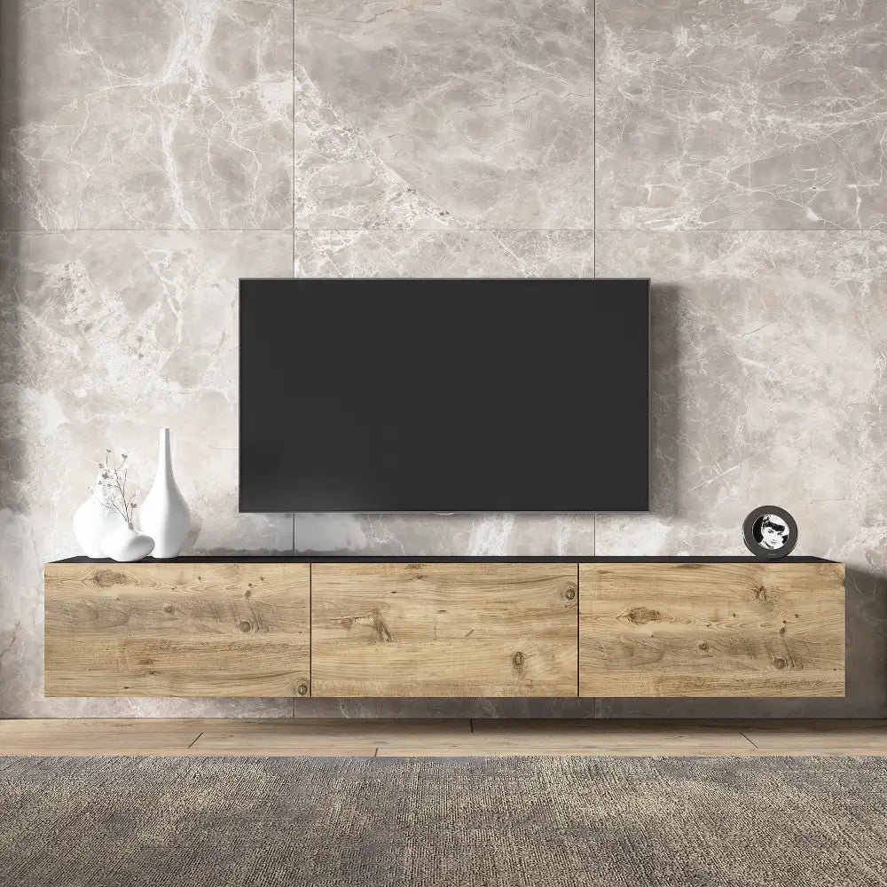 Meuble TV 180 cm Flottant - Grain de Bois | Vetlanda