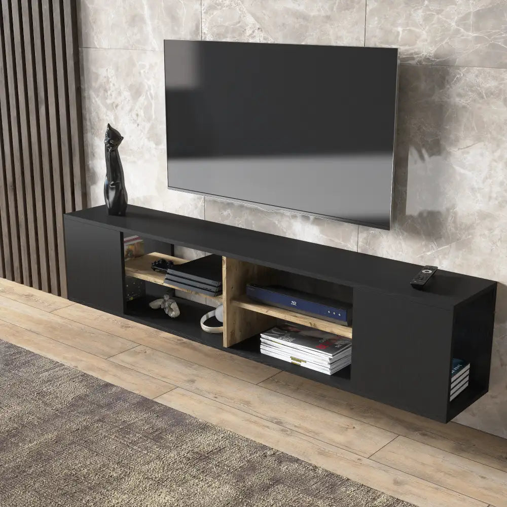 Meuble TV 180 cm Flottant - Grain de Bois | Alvesta