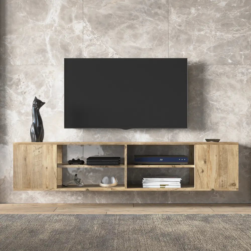 Meuble TV 180 cm Flottant - Grain de Bois | Alvesta