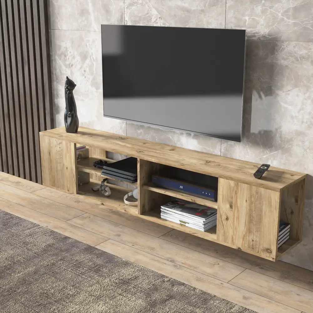 Meuble TV 180 cm Flottant - Grain de Bois | Alvesta