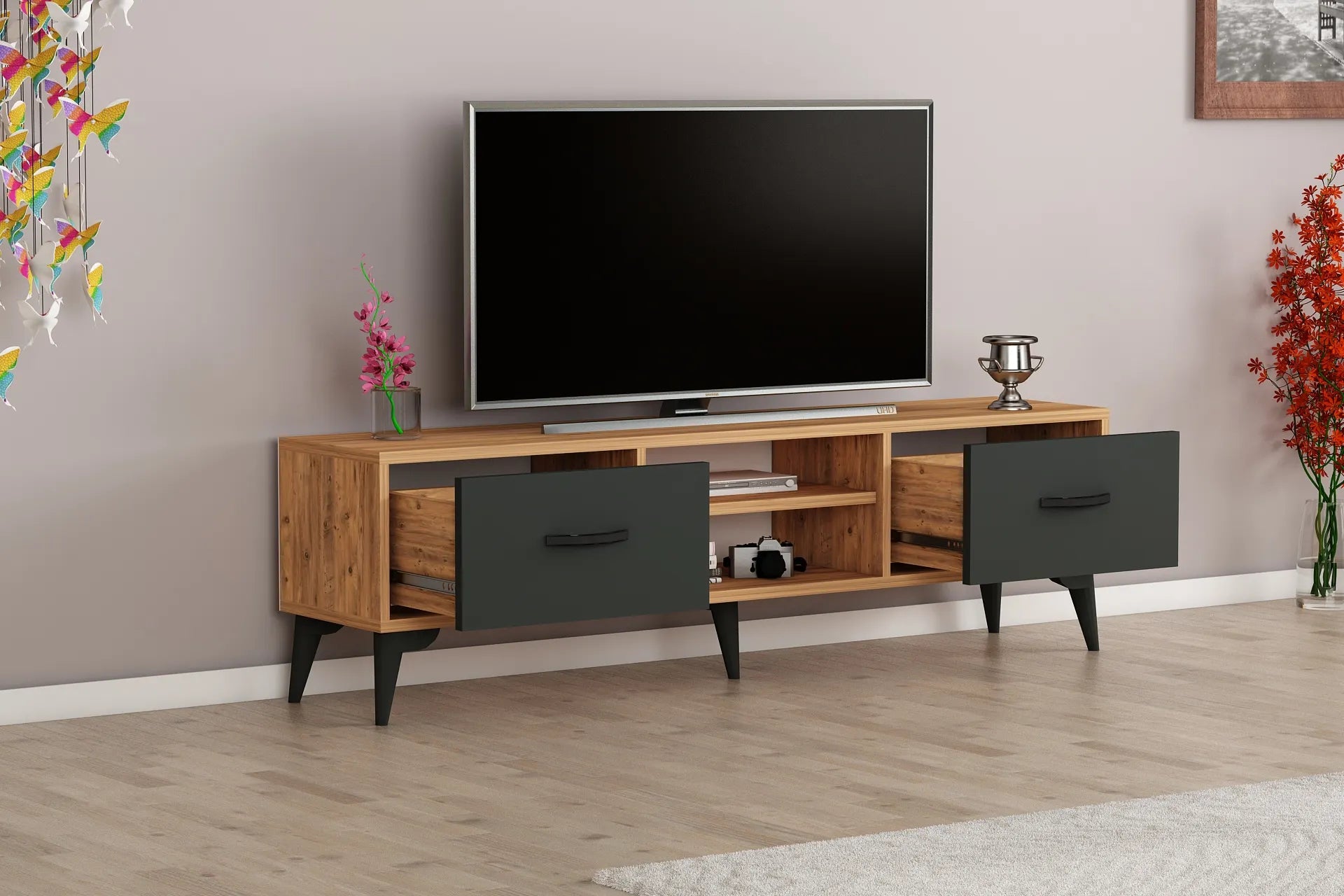 Meuble TV 180 cm Debout - Chêne | Adak