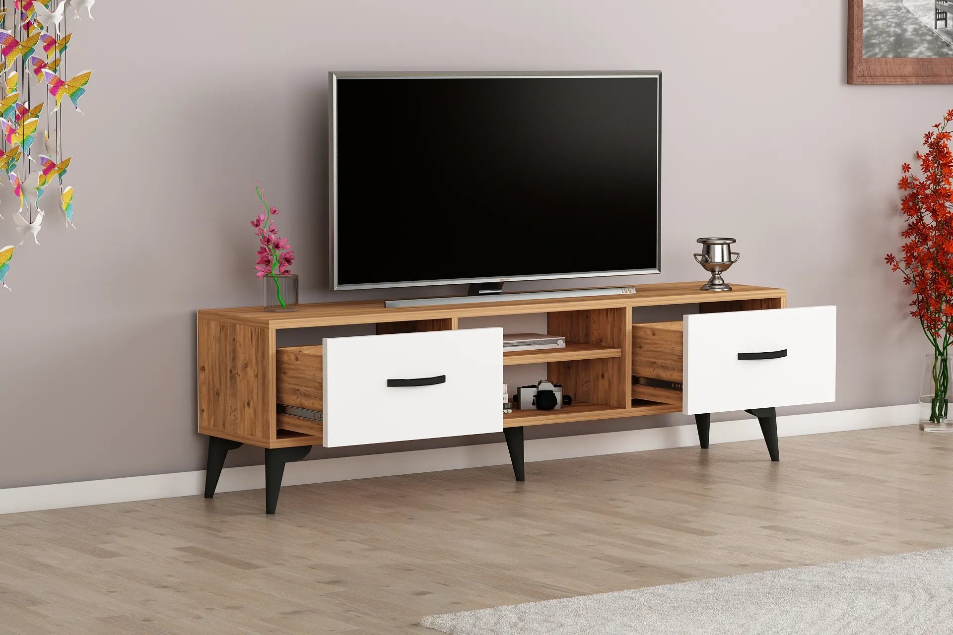 Meuble TV 180 cm Debout - Chêne | Adak