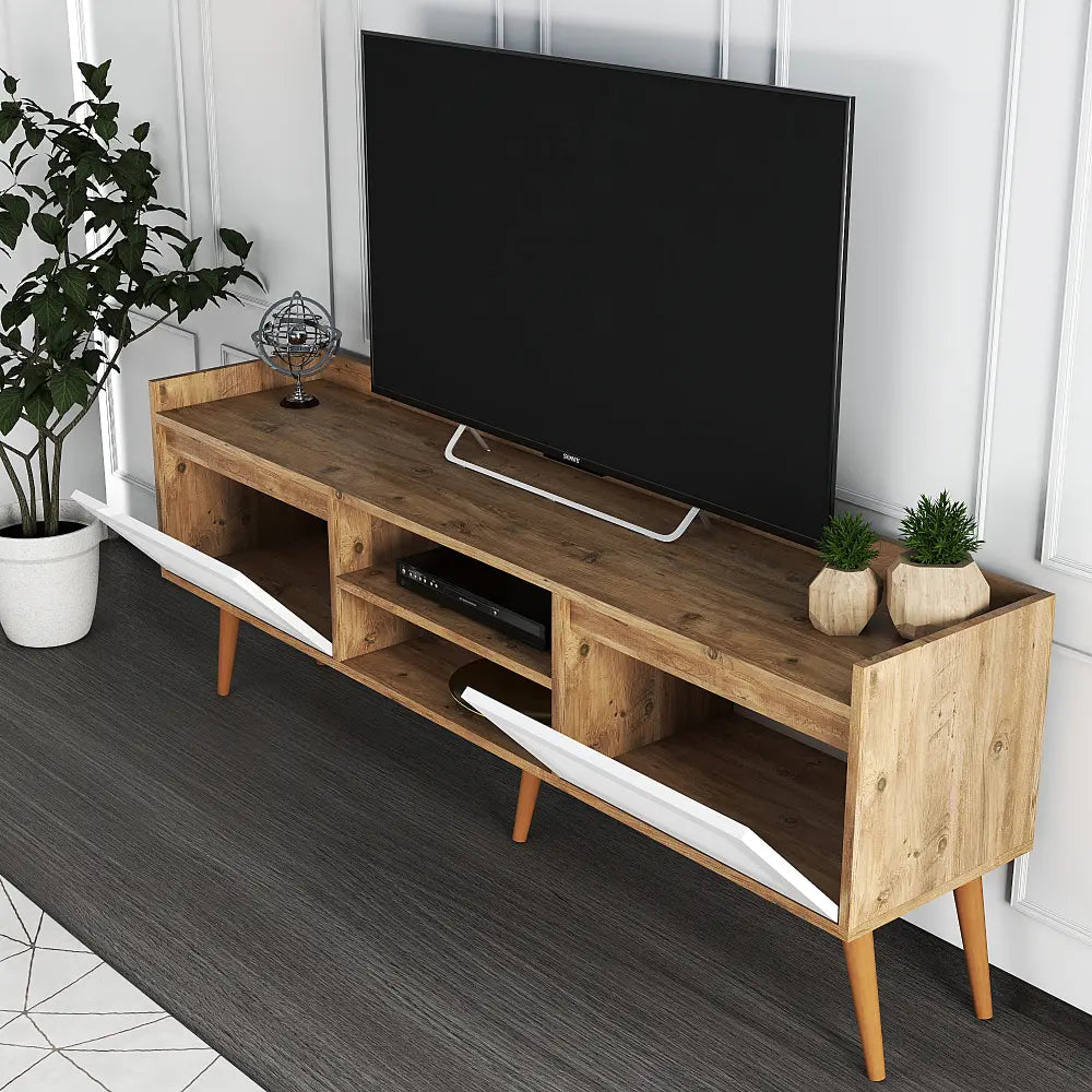 TV-meubel 180 cm Staand - Wit-Eiken | Vimmerby