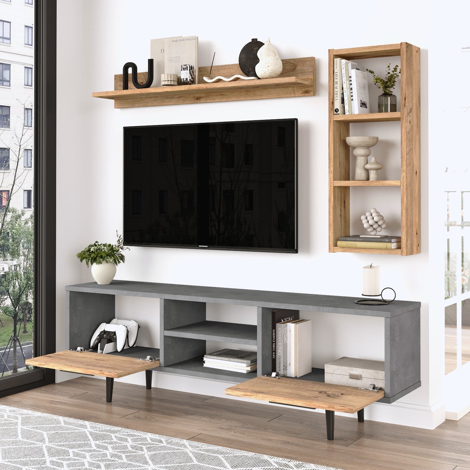 TV-meubel met plank 138 cm | Warschau